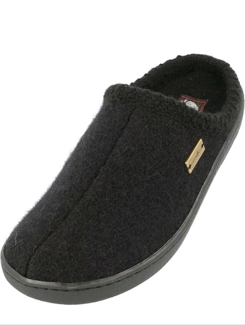 Haflinger AT Unisex Slipper Black 100% Boiled Wool Slip-on Mule Size 44 M11/W13